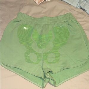 NWT QUEEN OF SPARKLES Halloween Light Green Shorts